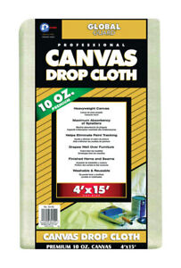 Premier 34150 Globalguard 10 oz. Canvas Beige/Cream Drop Cloth 4 L x 15 W ft.