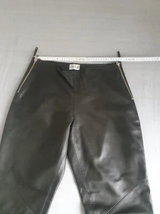 damen lederhose Echt Leder schwarz/grün Gr. 38 , gefüttert, Farbe schwarz/grün - Bild 1 von 4