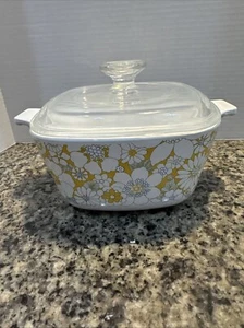 Vintage Corning Ware Auflaufform gelb Gänseblümchen Blumenstrauß - Bild 1 von 6
