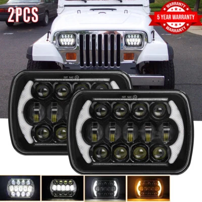 2PCS 5x7 7x6 Led Headlights For Jeep Cherokee XJ 1984-2001 Wrangler YJ 1986-1995 Foto 1 de 4