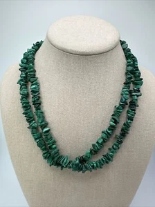 Mine Finds By Jay King Two Strand Malachite Chip 925 Necklace 18-21” - Picture 1 of 7