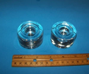 Taper Candle Holders (Set of Two 1.5" x 2.5" Cylinder) Clear Glass Holders - Picture 1 of 4
