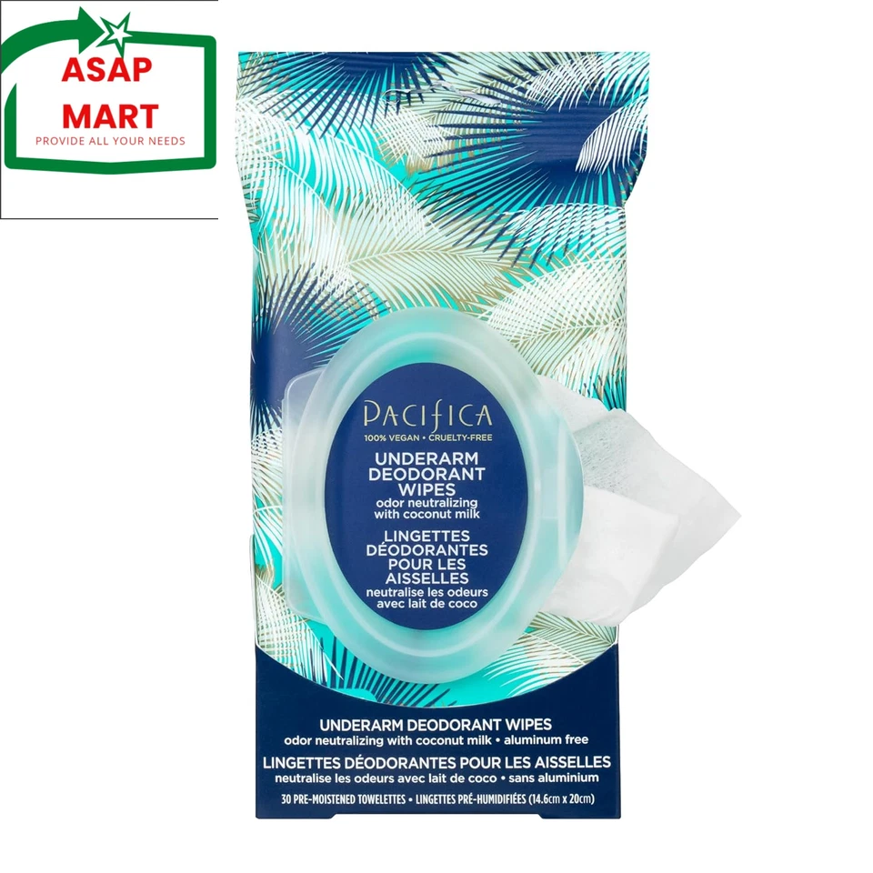 Pacifica Deodorant Wipes - Coconut Milk Underarm & Full Body Deodorant Wipes - Image 1 of 4