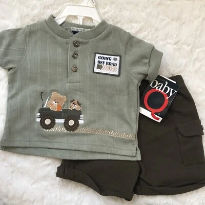 Nuevo con etiquetas Conjunto Corto Bebé Niño “Going Off Road”, Talla 6-9 Meses, Oliva Foto 1 de 4