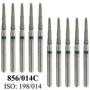 Fresas dentales diamante extremo redondo cónico 856/014C grano grueso FG fresas alta velocidad 10/PK - Imagen 1 de 18