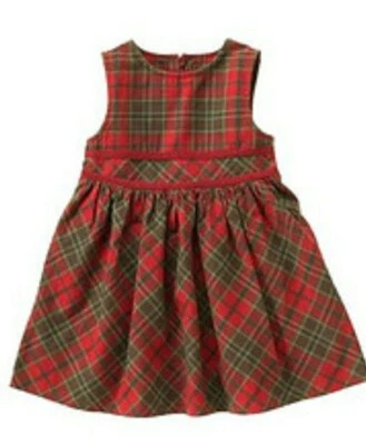 Gymboree CABAÑA MONTAÑA Navidad Rojo y Verde Vestido Cuadros Niñas Talla 5 Foto 1 de 4