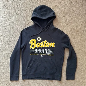 Boston Bruins Sweatshirt Mens Medium Hoodie Majestic Hockey Black Pullover - Picture 1 of 10