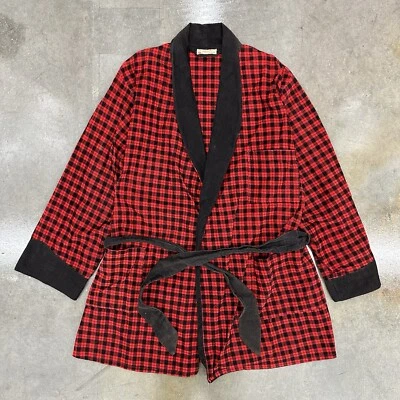 Abrigo de humo vintage de los años 40 de Weldon pana negro rojo talla grande  Foto 1 de 4