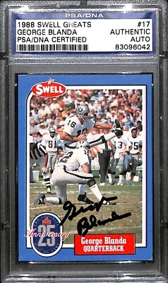 George Blanda Signed 1988 Swell Football Greats Raiders Card #17 PSA/DNA COA HOF - Image 1 of 4