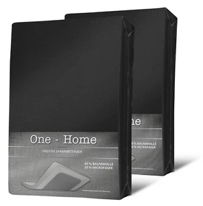 2er Pack Spannbettlaken FROTTEE 180x200 cm - 200x200 cm schwarz Spannbetttuch - Bild 1 von 5