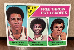 CALVIN SILAS ROBISCH NBA FREE THROW PCT LEADERS 1975-76 TOPPS BASKETBALL #224