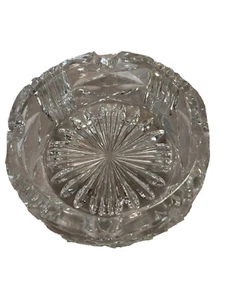 Vintage Heavy Mid Century MCM Crystal Cut Glass Ashtray 5" X 2" Cigarette EUC - Picture 1 of 9