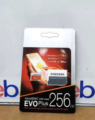 SAMSUNG EVO Plus 256GB MicroSD Micro SDXC UHS-I Flash Memory Card w/ SD Adapter - Image 1 of 3