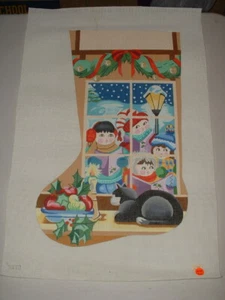 Medias de Navidad pintadas a mano de lona a punta de aguja 24" ventana - Imagen 1 de 1