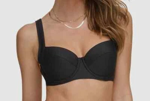 DKNY Womens Balconette Bikini Swim Top DIMTS401 Black M - Picture 1 of 6
