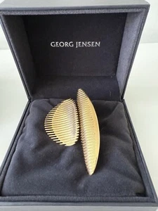GEORG JENSEN ZAHA HADID LAMELLAE OPTICAL TWIN 18 KARAT GOLD Long Ring Size 7 - Picture 1 of 14