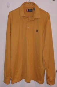 NEW~CHAPS BY RALPH LAUREN MEN'S DARK MUSTARD LONG SLEEVE GOLF POLO SHIRT~ SIZE L - Picture 1 of 1