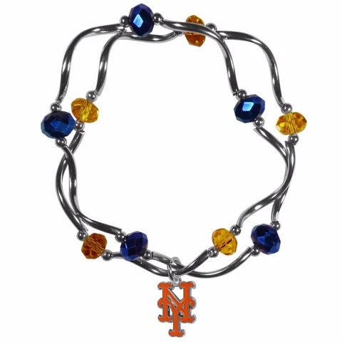 New York Mets Crystal Beads Bracelet Licensed MLB Baseball Jewelry Cover