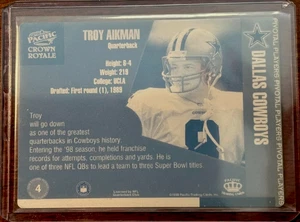 1 /1 TROY AIKMAN 1998 PACIFIC CROWN ROYALE PRINTING PLATE DALLAS COWBOYS 1 OF 1 - Picture 1 of 2