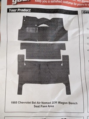 1955 Chevrolet Bel Air Carpet Nomad 2DR Wagon Bench Seat NIB ACC - Image 1 of 4