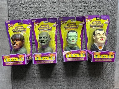 Universal Monsters Frankenstein The Mummy Wolfman Dracula HEAD CRUSHERS Set MISB - Image 1 of 4