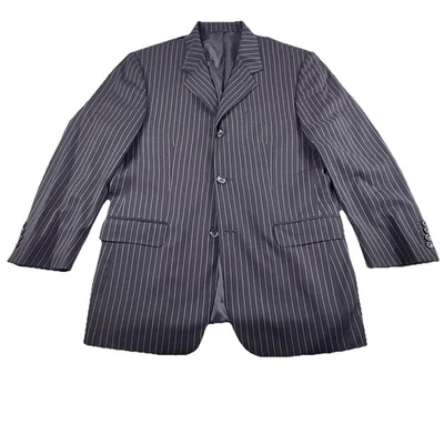 Loro Piana Giovanni Sport Coat Mens 46R Black Pinstripe Jacket Super 120s Wool - Image 1 of 4