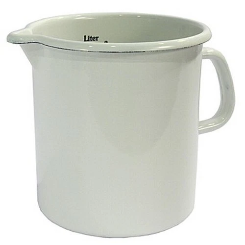 Riess Emaille Küchenmaß weiß 1 l Milchtopf hoch Innenskala - Bild 1 von 1