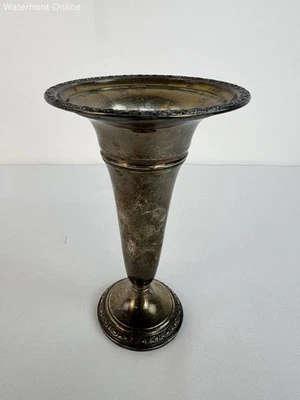 Jarrón trompeta rosa talismán plata esterlina Frank M. Whiting Foto 1 de 4