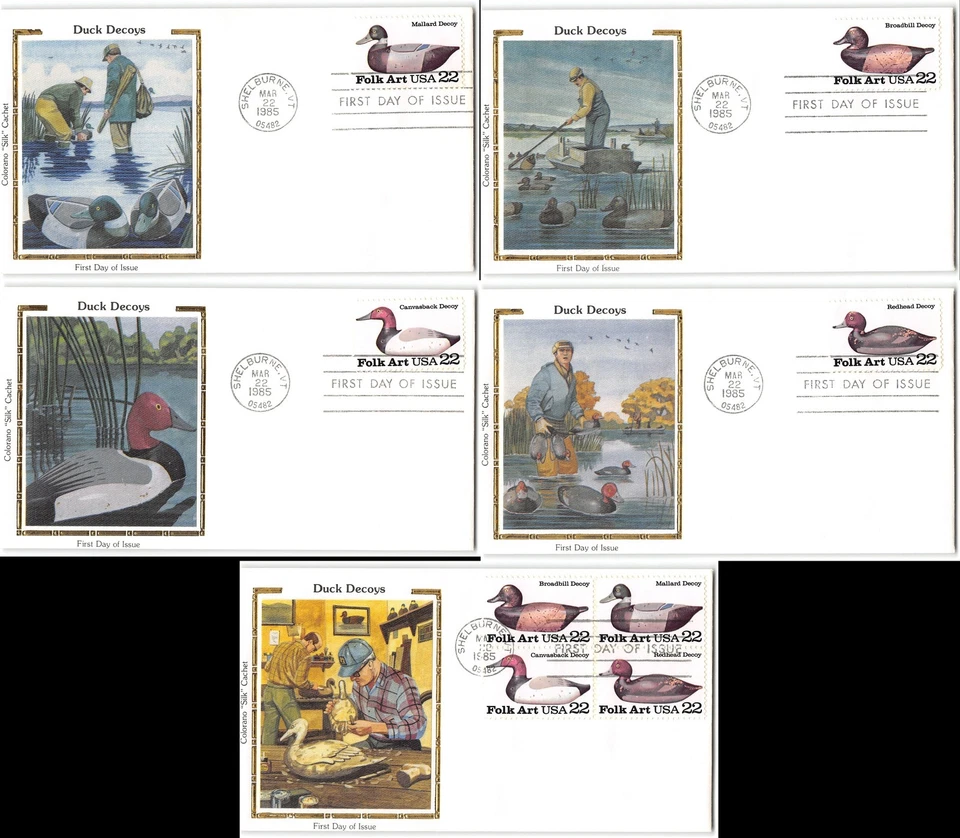 US #2141a, 2138-2141 FDC, 1985, Colorano Silk Cachet, Set of 5 - Image 1 of 1