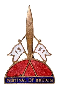 Vintage alte The 1951 Festival of Britain "Skylon" Souvenir Emaille Brosche Abzeichen - Bild 1 von 2