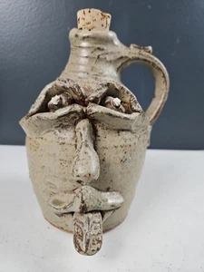 The George Griffin Pottery Face Corked Jug Signed Sopchoppy FL. 8" - Picture 1 of 11