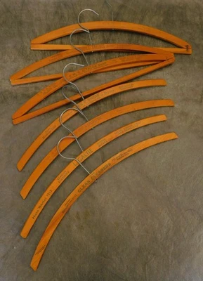 7 Antique Vintage Wooden Clothes Hangers San Francisco Tailors Advertising - Image 1 of 4