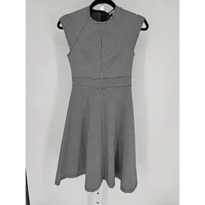 H&M Womens Sz XS Knee Length Fit & Flare Houndstooth Dress Black White NEW - Picture 1 of 4