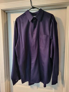 Geoffrey Beene Mens Dress Shirt Wrinkle Free 18 36/37 Royal Blue Button Up - Picture 1 of 6