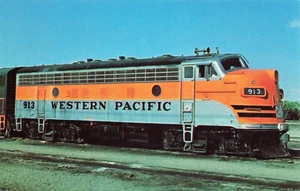 Western Pacific 913 Shown in Stockton, CA Train Vintage Chrome Unposted PC - Picture 1 of 2