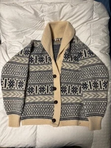 Vintage Lobo Pendleton Wool Cardigan Sweater Womens Medium Blue Snowflake - Picture 1 of 11