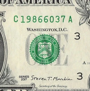 1986 Year Date Note Fancy Serial Number One Dollar Bill Leading - Picture 1 of 11