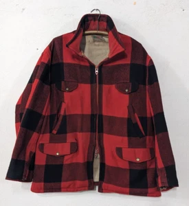 Vintage SOO Woolen Mills Plaid Mackinaw Jacket ~ Red & Black Wool - Picture 1 of 16