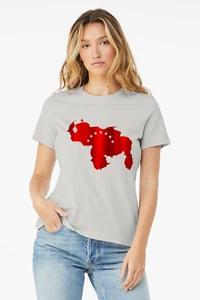Camiseta Bandera Venezolana Damas Caliente Estampada Roja Metálica - Imagen 1 de 5