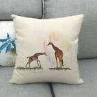 African Steppe Animal Giraffe Linen Pillow Case Throw Cushion Cover Home Decor