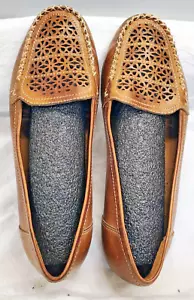 Earth Origins Damen 8 M Laser Cut Rita Halbschuhe Slipper braun gewebt flach Schuhe - Bild 1 von 9