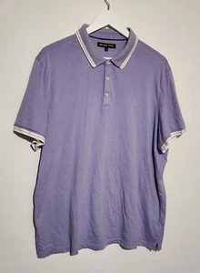 Michael Kors Polo Shirt Mens Extra Large Purple Short Sleeve Cotton Pique Tipped - Picture 1 of 9