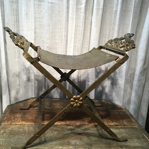 ANTIQUE METAL IRON VANITY DRESSING TABLE BENCH GREAT PATINA Cover