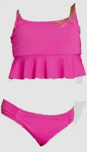 $198 Billabong Kid's Girl's Pink Stretch Ruffle Tankini Two-Piece Set Swimsuit 5 - Picture 1 of 1