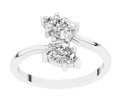 Pear Lab Grown Diamond Forever US 2 Stone Solitaire Ring VS F 1.00 Ct 14K Gold - Image 1 of 4