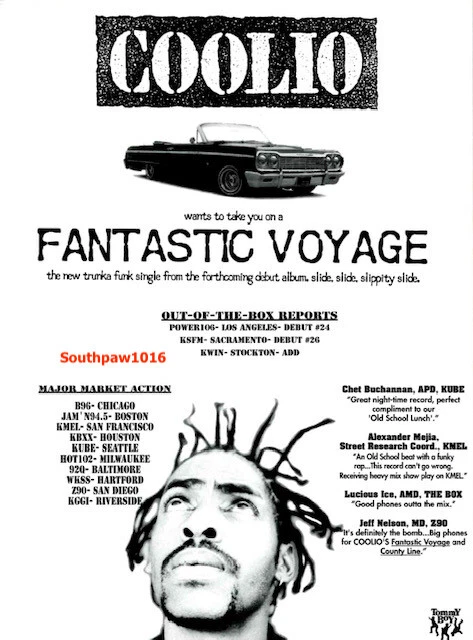 1994 Coolio "Fantastic Voyage" Release Music Industry Promo Reprint Ad  - Image 1 of 1