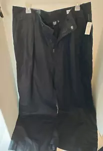 NEW 16- Gap 365 Navy Blue Pleated Linen Straight Wide Leg High Rise Pants Slacks - Picture 1 of 8