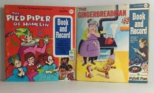 Gingerbread Man (1940) & The Pied Piper Of Hamelin (1957) 45 RPM Record/Book Set - Picture 1 of 7