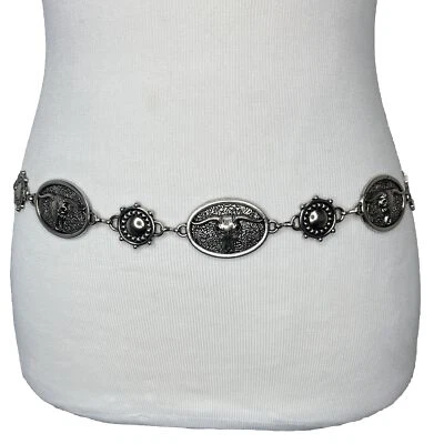 Юго-западный цепной ремень серебристый металлический медальон кончо бык S M L 28–40 дюймов - Изображение 1 из 4