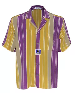 NWT Auth YVES SAINT LAURENT pure silk SHIRT yellow purple luxury Italy 40 15 3/4 - Picture 1 of 4